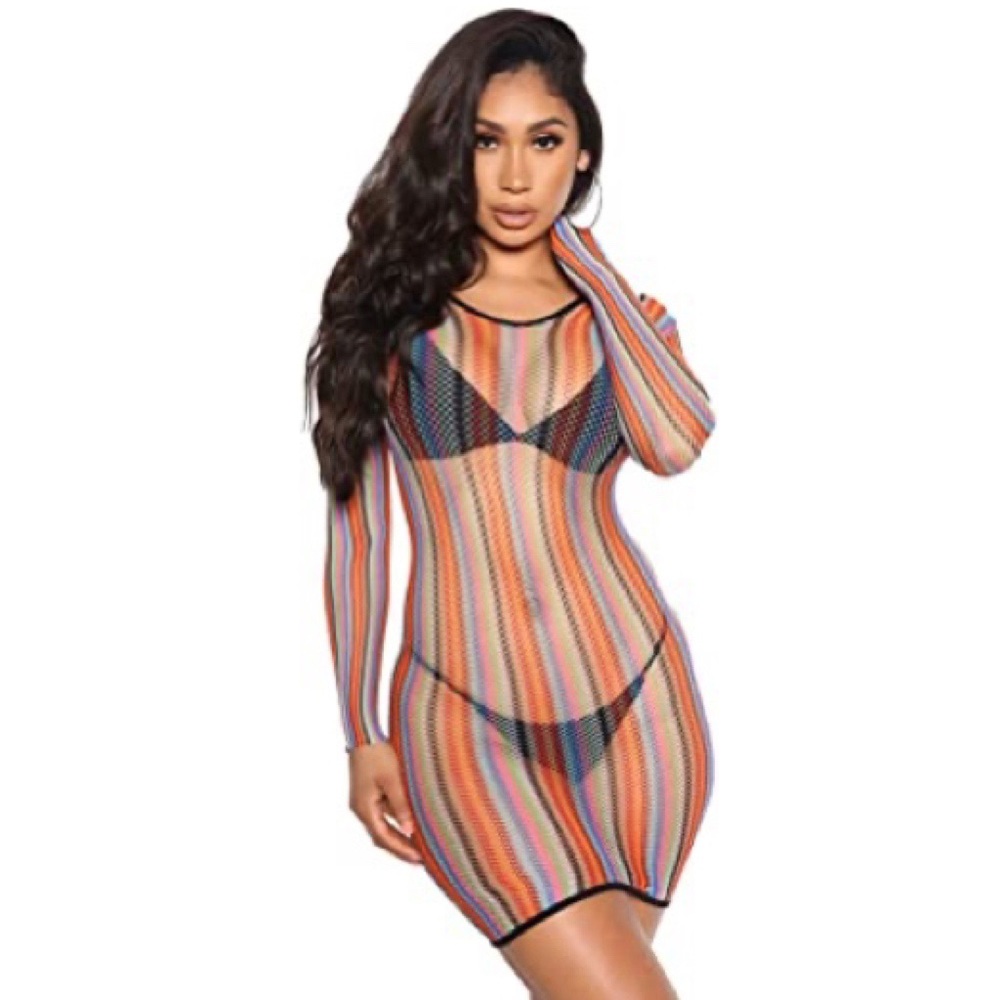 Striped Multicolor Swim Coverup